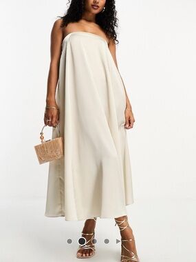 ASOS Strapless Maxi Dress in Cream
